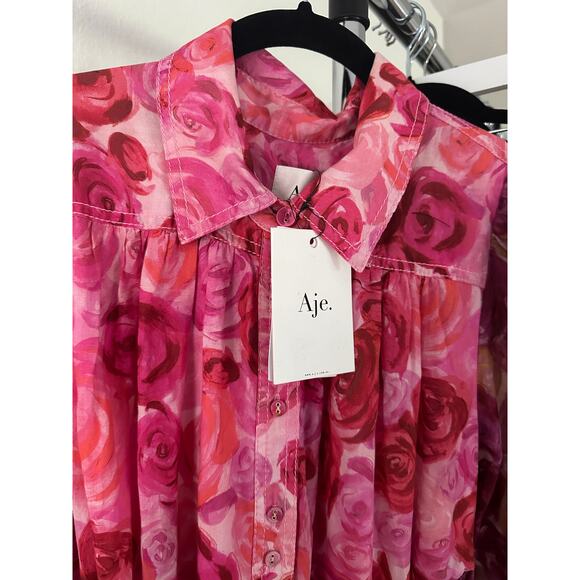 Aje Collisions Smock Maxi Dress in Kaleidoscopic Rose New - Picture 7 of 12